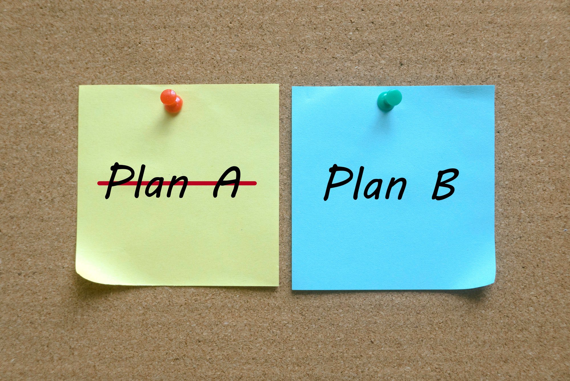 Two sticky notes with the words Plan A or Plan B, referring to a Medicare Supplement Plan.