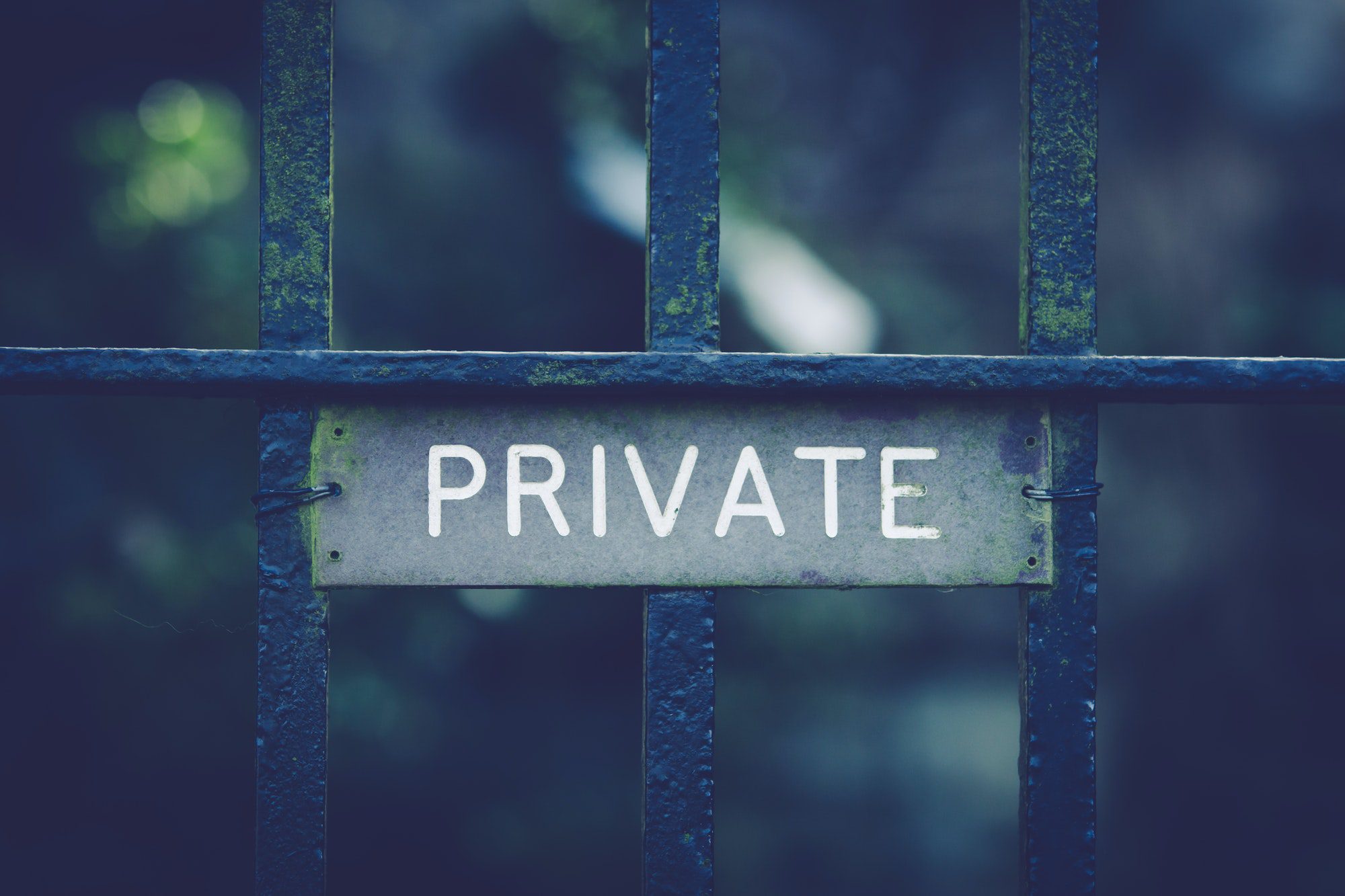 Private sign on a gate, referring to the way Private Fee-for-Service Plans work.