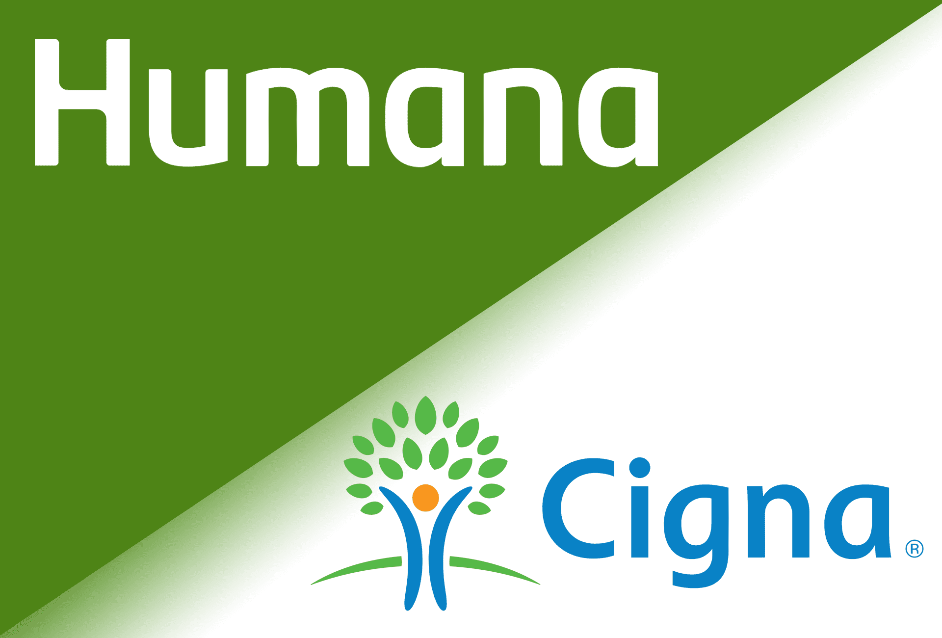 Humana and Cigna logos and premium reduced companies.